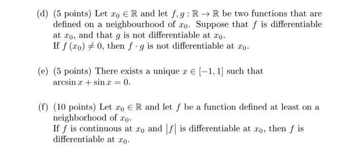 Solved Let a∈R. Let f,g be two functions defined on R. Which