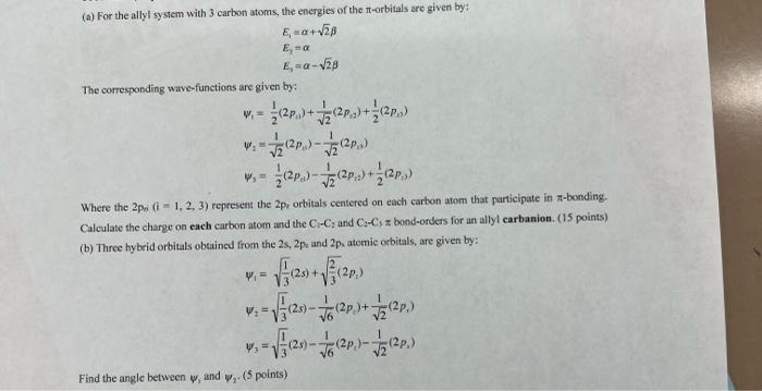 (a) For the allyl system with 3 carbon atoms, the | Chegg.com