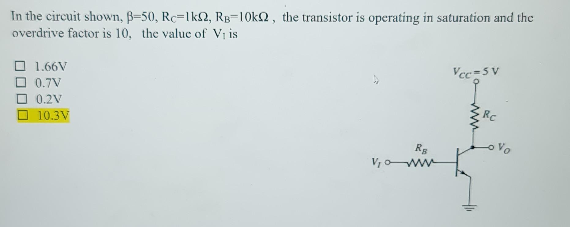 Solved In the circuit shown, B=50, Rc=1k1, Rp=10k12, the | Chegg.com