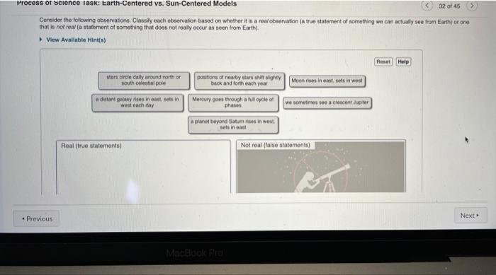 Solved Process of Science lask: Earth-Centered vs. | Chegg.com