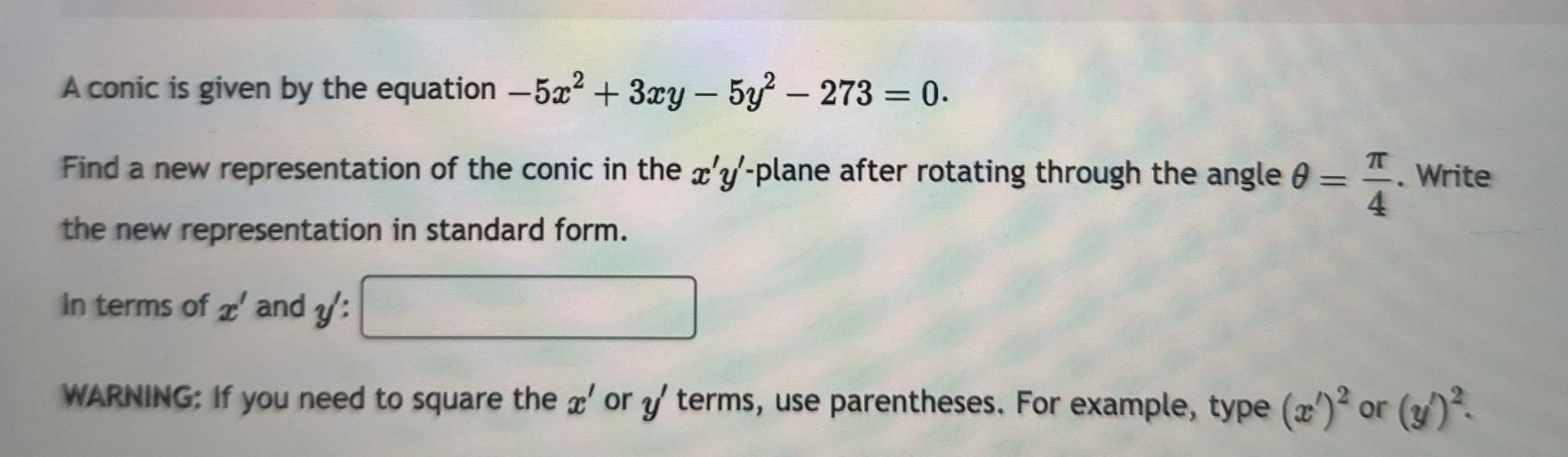 Solved A conic is given by the equation | Chegg.com