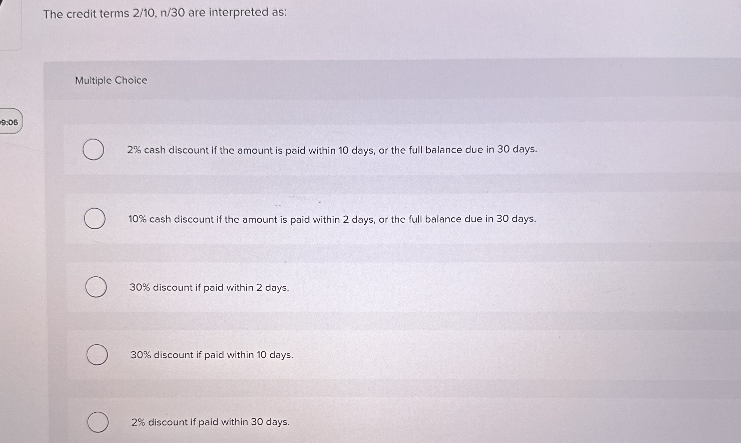 The credit terms 210,n30 ﻿are interpreted as:Multiple | Chegg.com