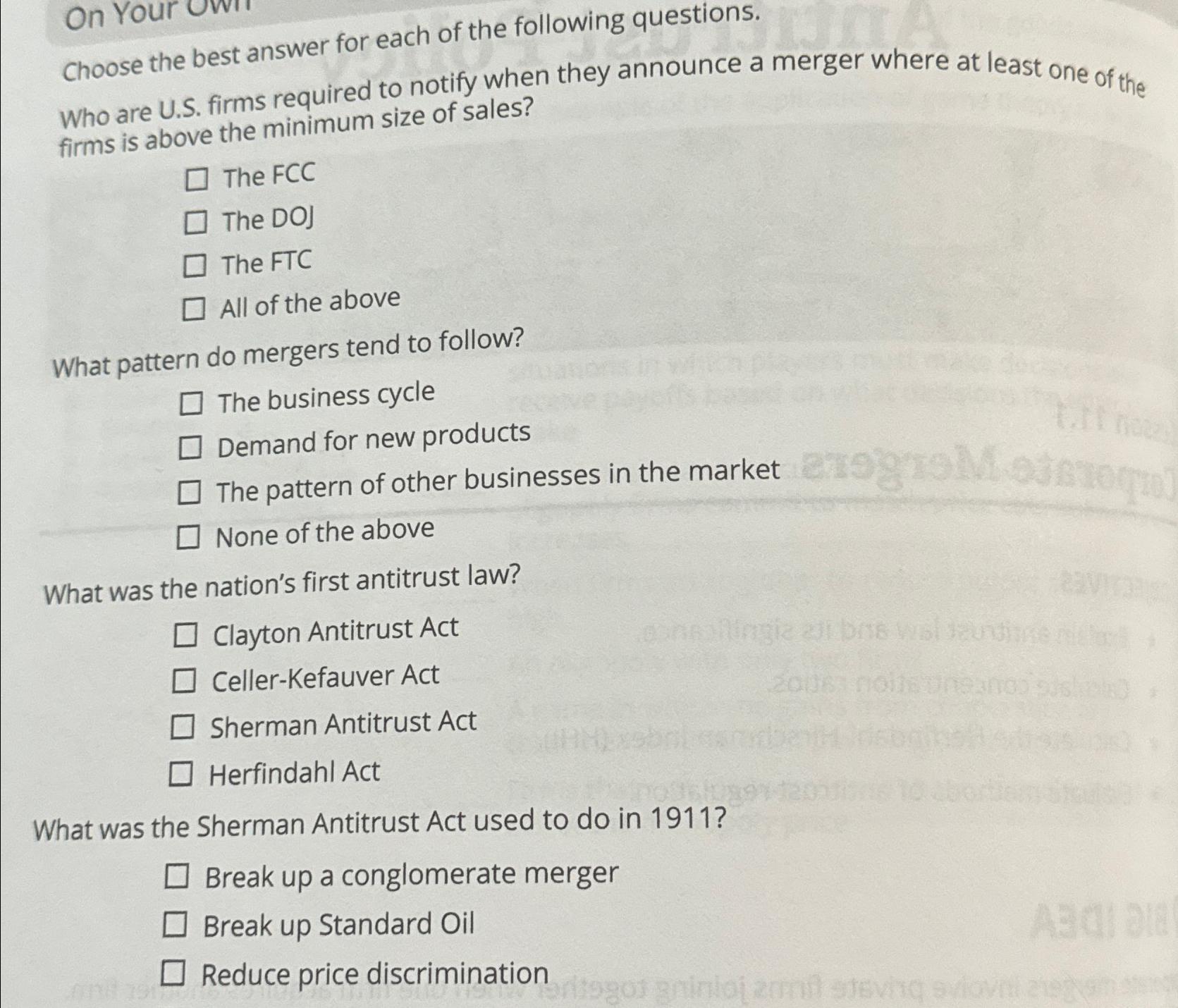 Solved Choose the best answer for each of the following | Chegg.com