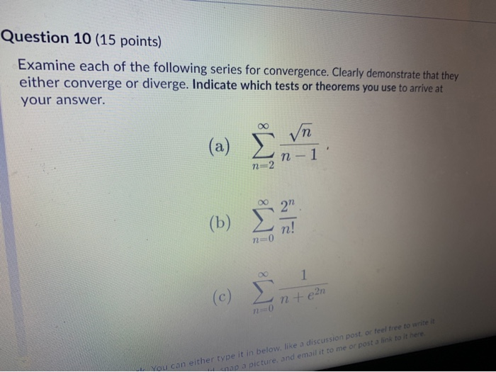 Solved Question 10 (15 points) Examine each of the following | Chegg.com