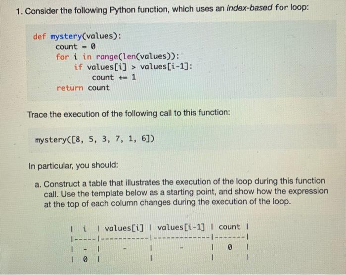 Solved 1. Consider The Following Python Function, Which Uses | Chegg.Com