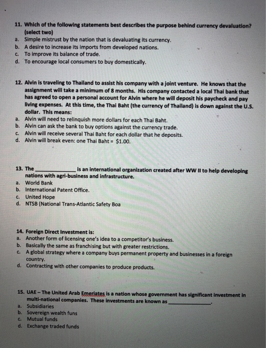 Solved 11. Which of the following statements best describes