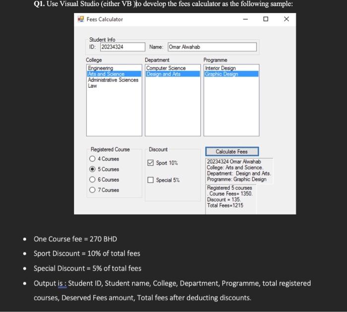 Solved use visual studio (visual basic ) please I want a | Chegg.com