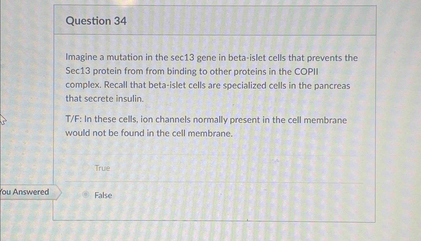 Solved Question 34Imagine a mutation in the sec 13 ﻿gene in | Chegg.com