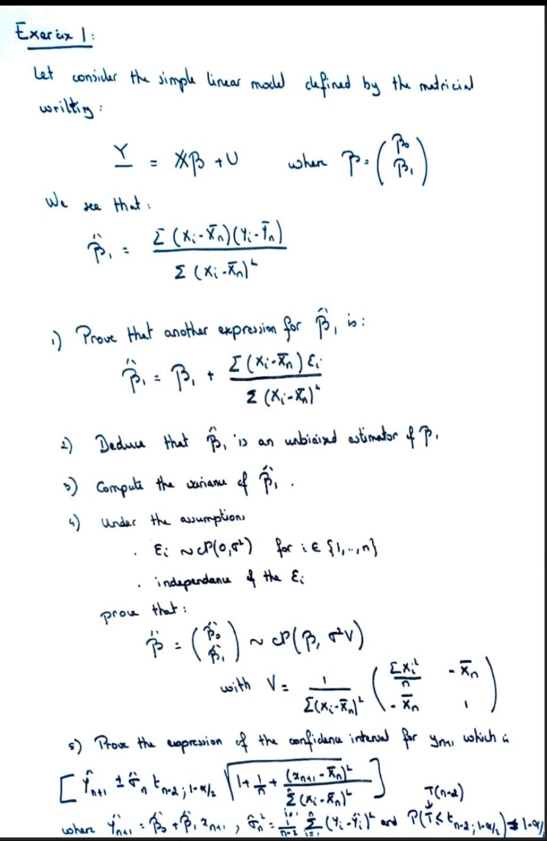 Solved Exerax 1: Let consider the simple linear model | Chegg.com