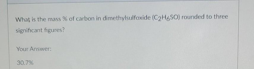 Mass of carbon in dimethylsulfoxide