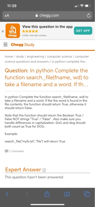 Solved In Python Complete The Function Search_file(fname, | Chegg.com