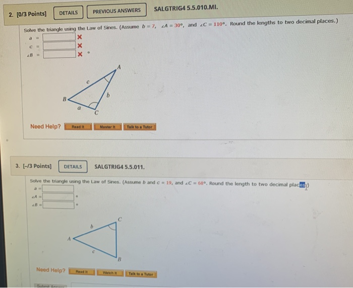 Solved PREVIOUS ANSWERS SALGTRIG4 5.5.010.MI. DETAILS 2. | Chegg.com