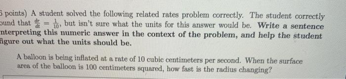 Solved 5 points) A student solved the following related | Chegg.com