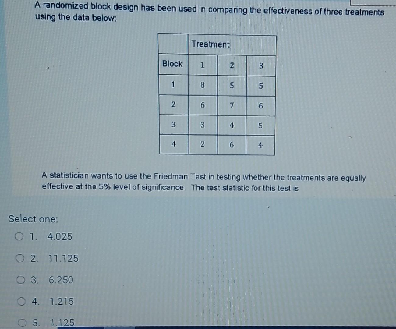 Randomized Block Design Statistics Example Problems Solved A randomized block design has been used in comparing | Chegg.com