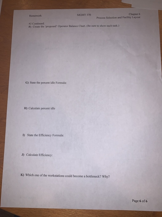 Solved Homework MGMT 370 Chapter 6 Process Selection and | Chegg.com