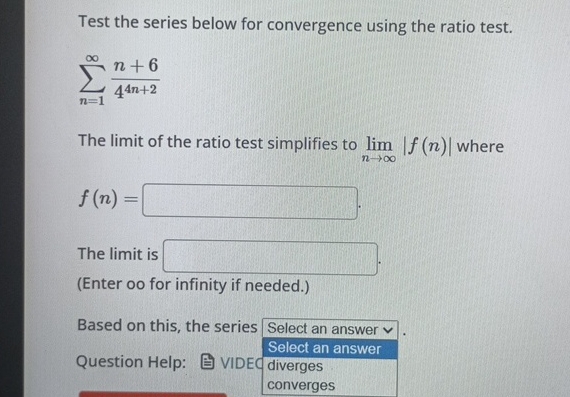 Solved Test the series below for convergence using the ratio | Chegg.com