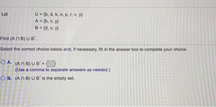 Solved Let U B D K N P R V Y A B V Y B Chegg Com