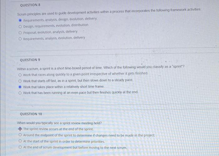 Solved Scrum principles are used to guide development | Chegg.com