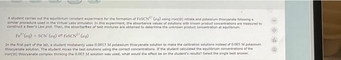 Solved A student performs an experiment to determine | Chegg.com