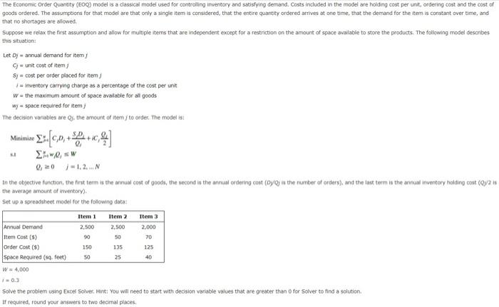 Solved The Economic Order Quantity (EOC) model is a | Chegg.com