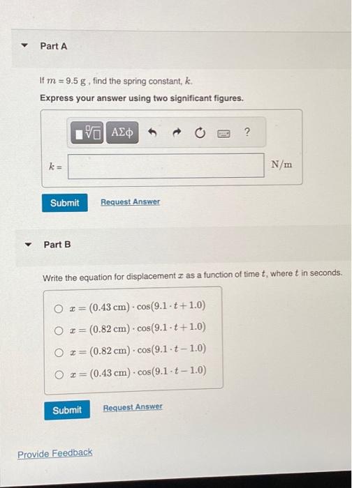 Solved The graph of displacement vs. time for a small mass m | Chegg.com