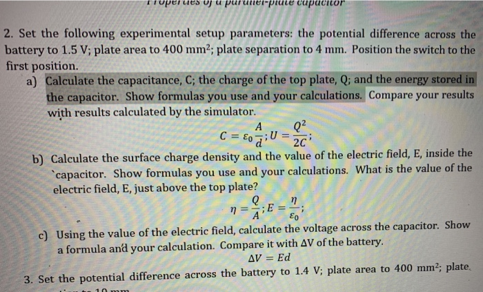 Solved Truperties Uj U Purunei Prute Capacitor 2 Set The Chegg Com