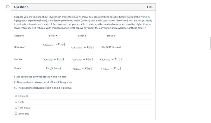 Solved Question 5 1 pts Suppose you are thinking about | Chegg.com