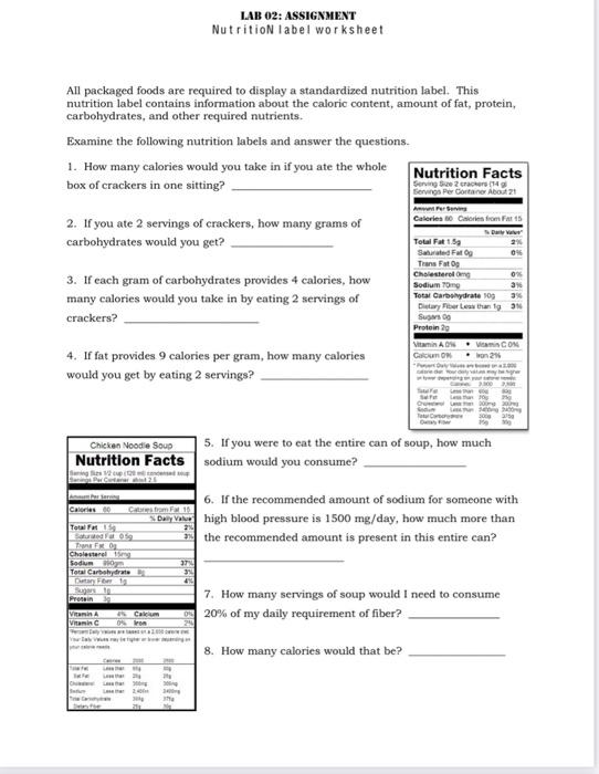 Assignment Nutrition I Abel Worksheet