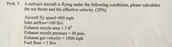 Solved Prob. 5 A turbojet aircraft is flying under the | Chegg.com