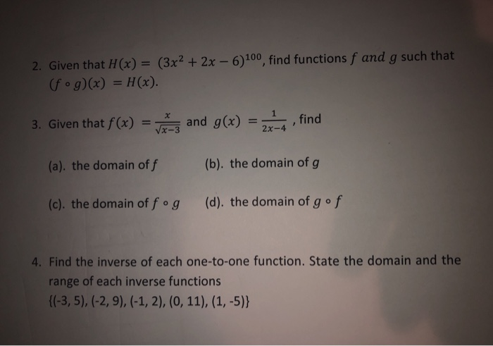 Solved 2 Given That H X 3x2 2x 6 100 Find Funct Chegg Com