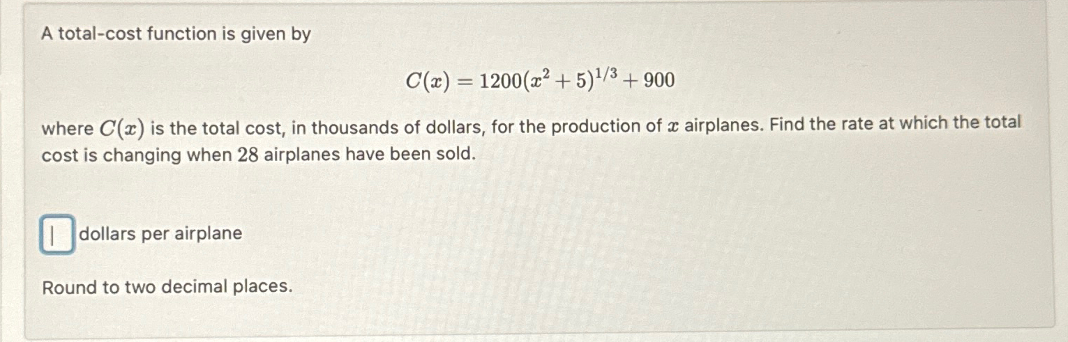 Solved A total-cost function is given | Chegg.com