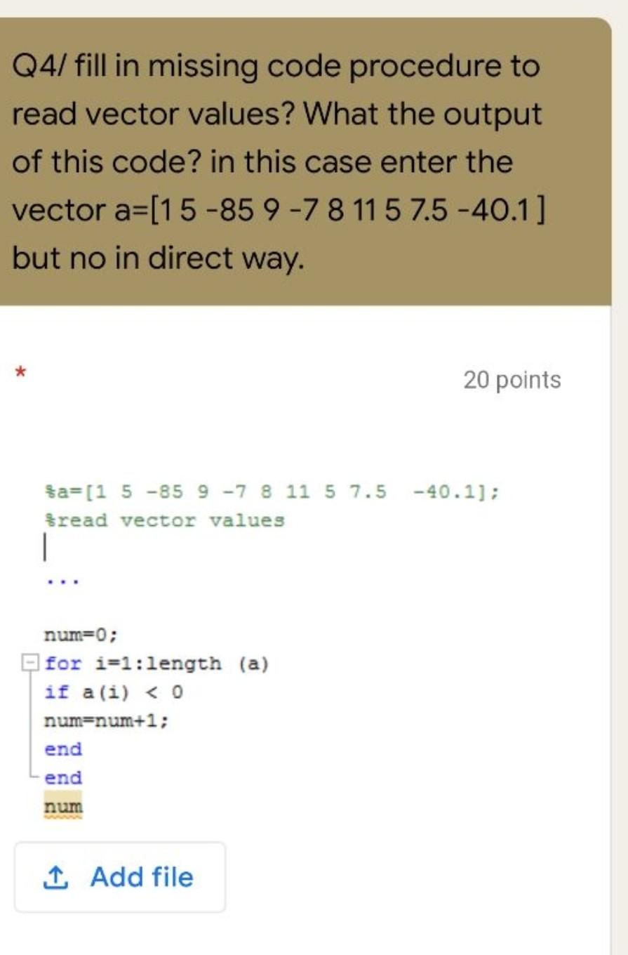 Solved Q4/ fill in missing code procedure to read vector | Chegg.com