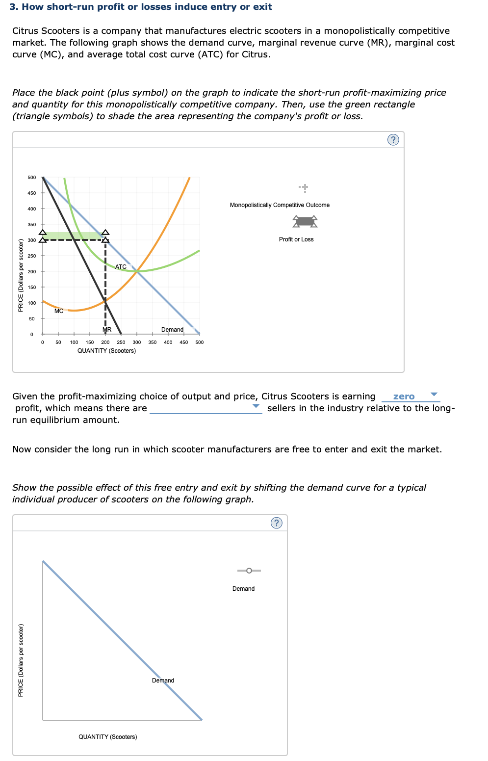 Solved How short-run profit or losses induce entry or | Chegg.com