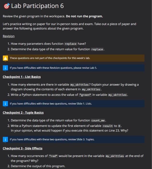 of Lab Participation 6 Review the given program in | Chegg.com