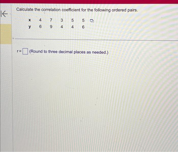 Solved Calculate the correlation coefficient for the | Chegg.com