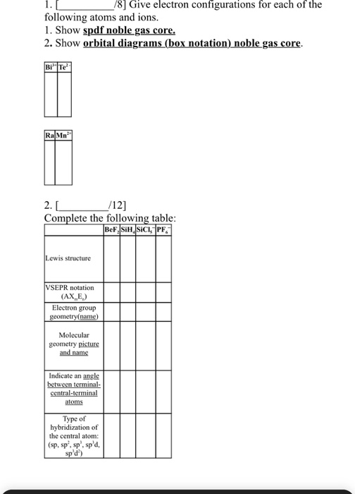 Solved 1. 18] Give electron configurations for each of the | Chegg.com