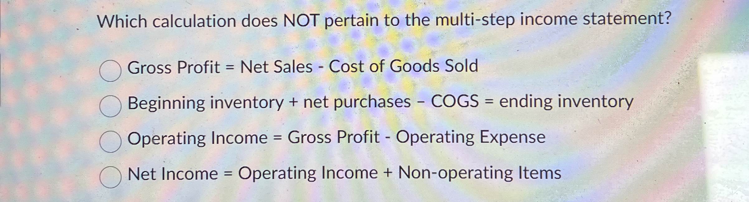 Solved Which calculation does NOT pertain to the multi-step | Chegg.com