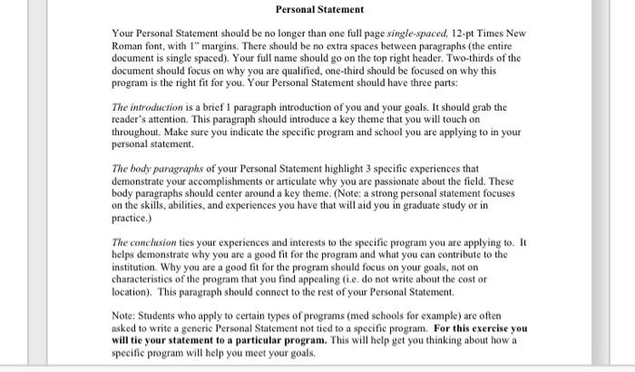 writing a personal statement for a masters program