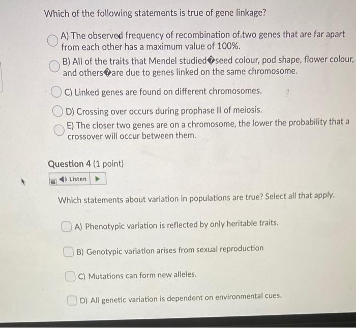 Solved Which of the following statements is true of gene | Chegg.com