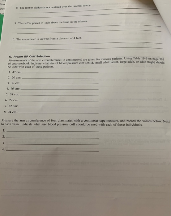 Solved F Blood Pressure Measurement Using The Principles Chegg Com