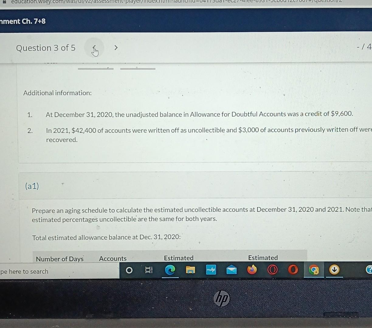 Solved An aging analysis of Sweetwater Limited's accounts