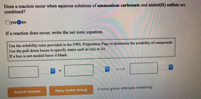 Solved Does A Reaction Occur When Aqueous Solutions Of Al
