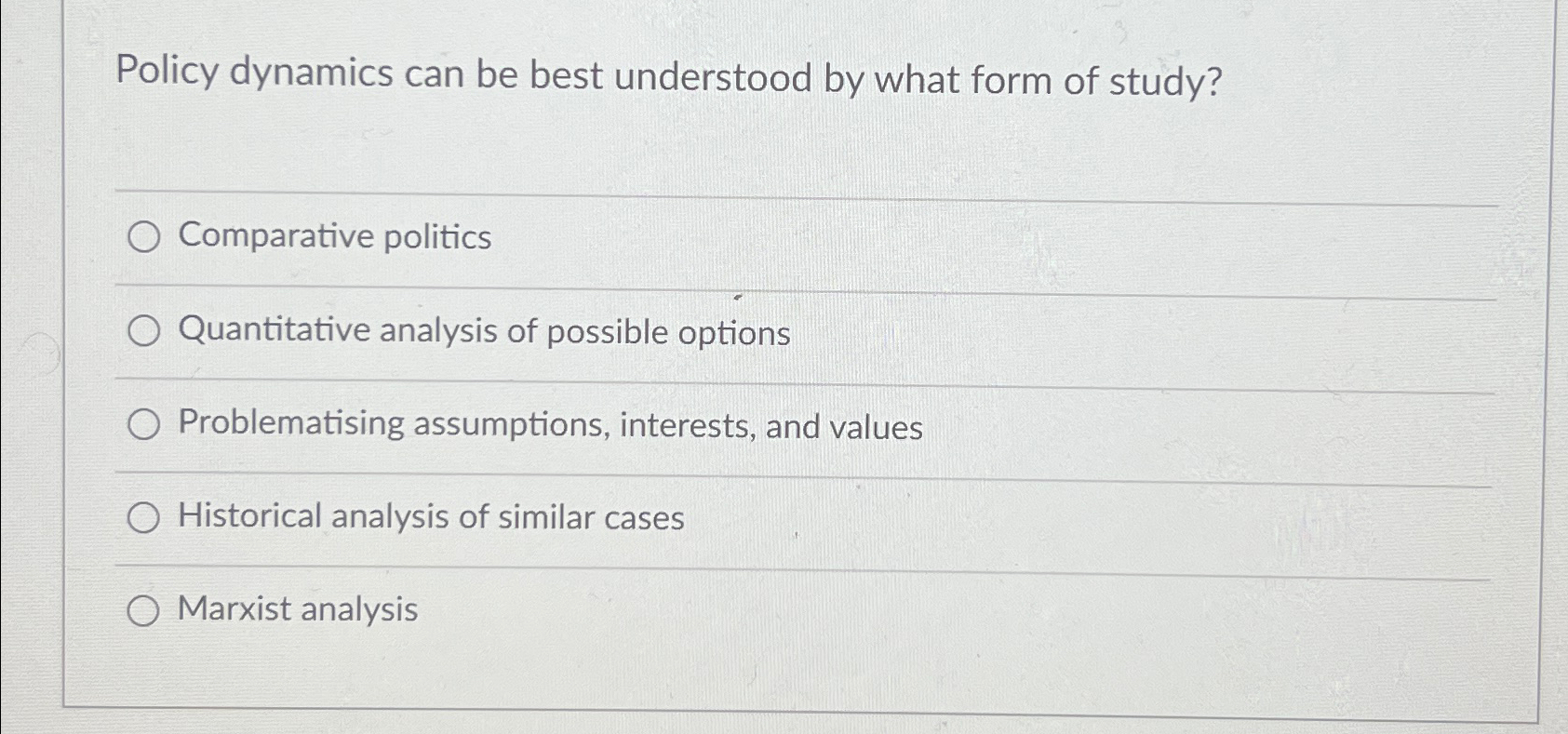 Solved Policy dynamics can be best understood by what form | Chegg.com