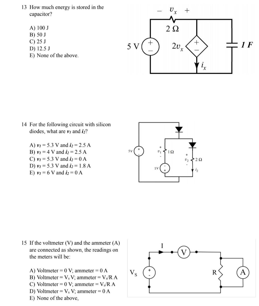 Solved 13 How much energy is stored in the capacitor? A) 100 | Chegg.com