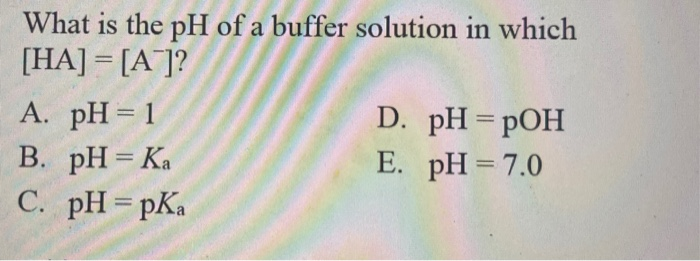 what is the ph of a buffer solution where ha a