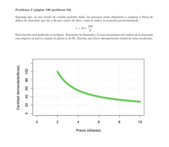 Problema 3 (página 190 problema 92) Suponga que, en una tienda de comida gourmet dada, las personas están dispuestas a compra