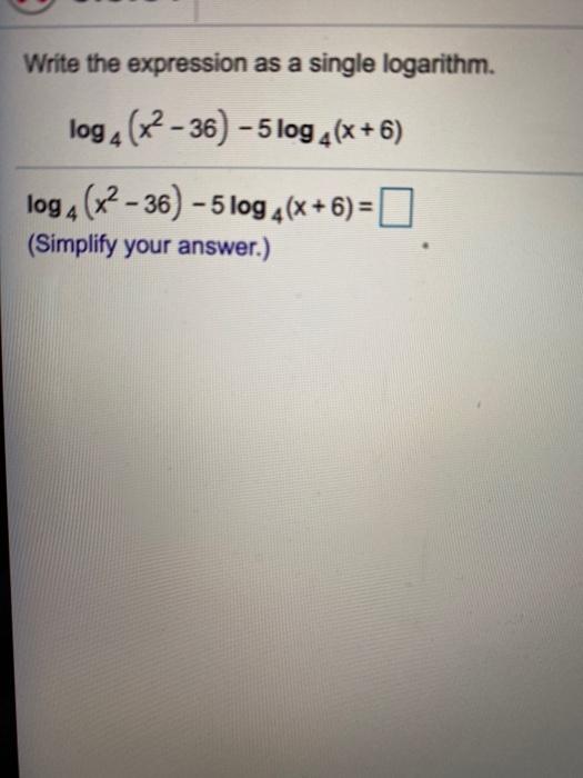 Solved Write The Expression As A Single Logarithm Log Chegg Com