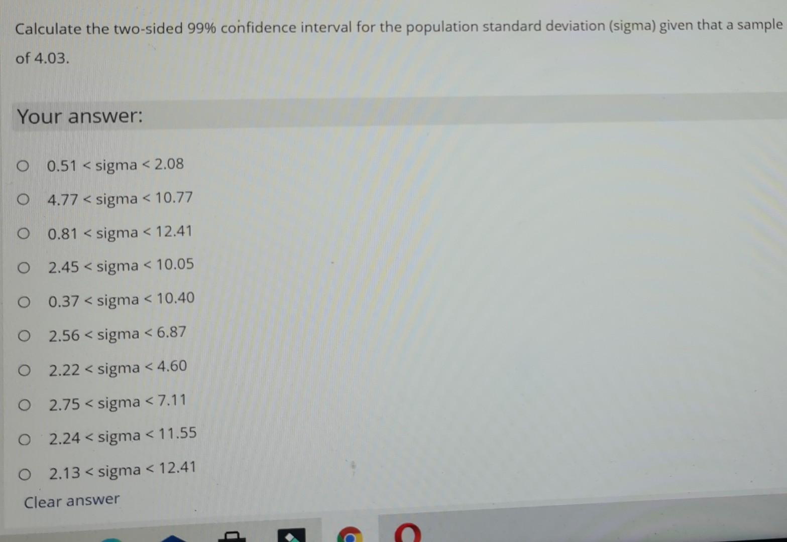 Solved Calculate the two-sided 99% confidence interval for | Chegg.com