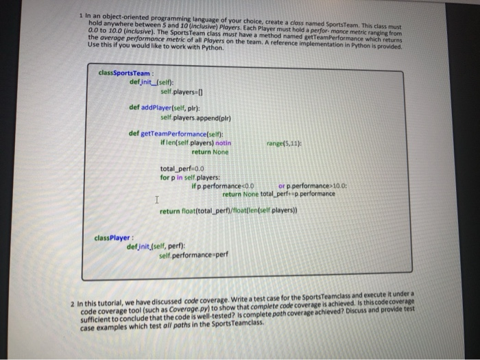 Solved 1 In an object-oriented programming language of your | Chegg.com