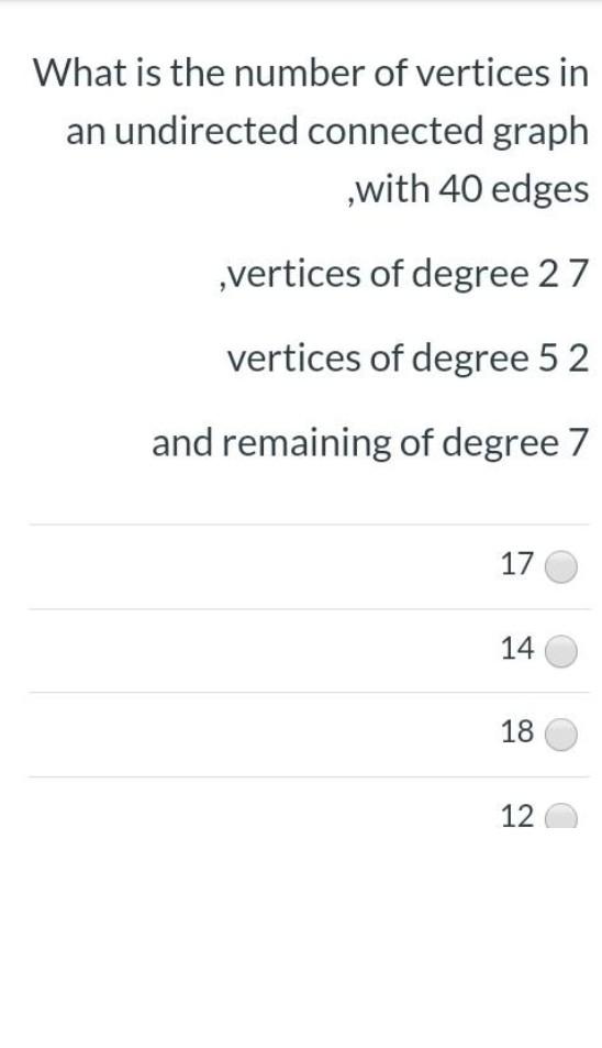 Solved What is the number of vertices in an undirected | Chegg.com